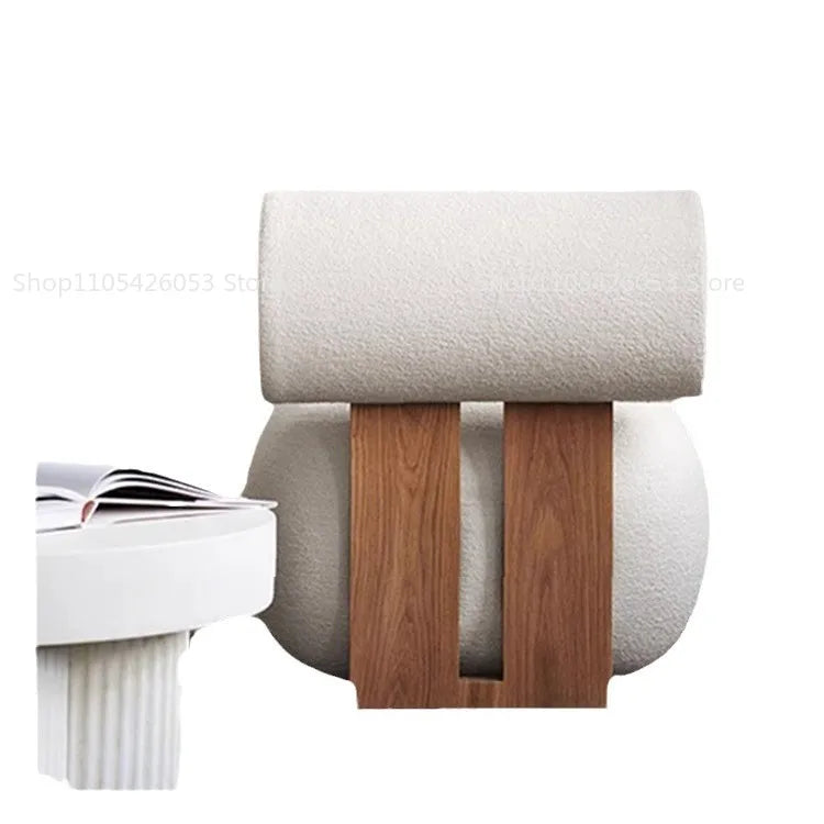 Nordic, Solid Wood, Sofa Chair, Modern, Light Luxury, Cream Style, Living Room Lazy Lamb Wool, Hippo Chair, Single, Casual Chair