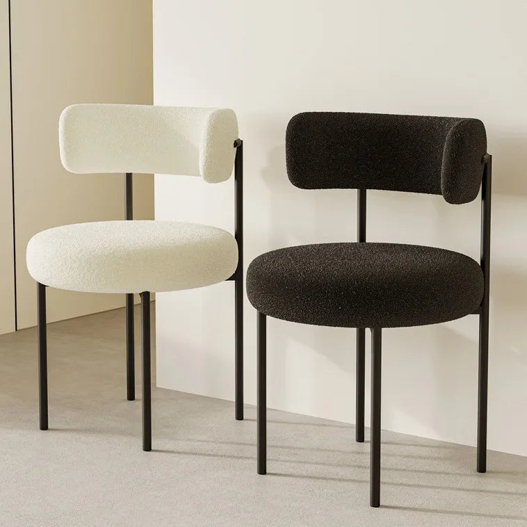 Cream style lambswool makeup chair backrest chair home light luxury high-end dining table Italian minimalist meal