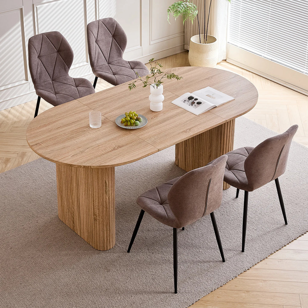 Modern Simple Solid Wood Texture Dining Table, Oval Tabletop, Suitable for Living Room/Dining Room, 180cm*90cm