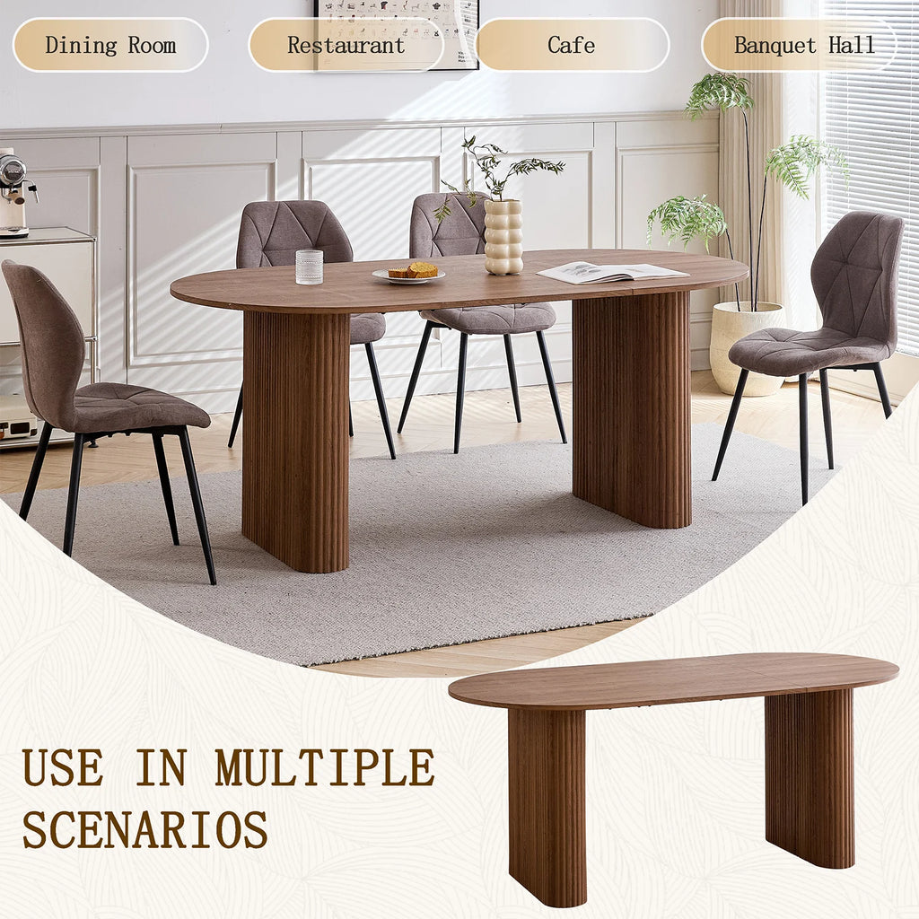 Modern Simple Solid Wood Texture Dining Table, Oval Tabletop, Suitable for Living Room/Dining Room, 180cm*90cm