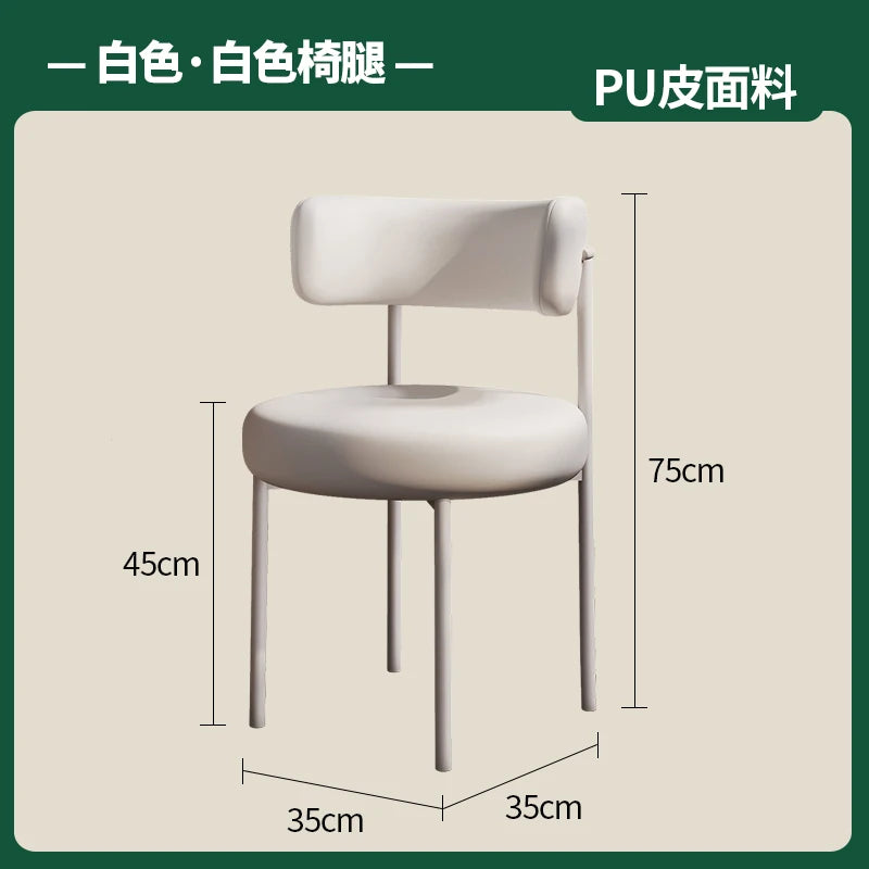 Cream style lambswool makeup chair backrest chair home light luxury high-end dining table Italian minimalist meal