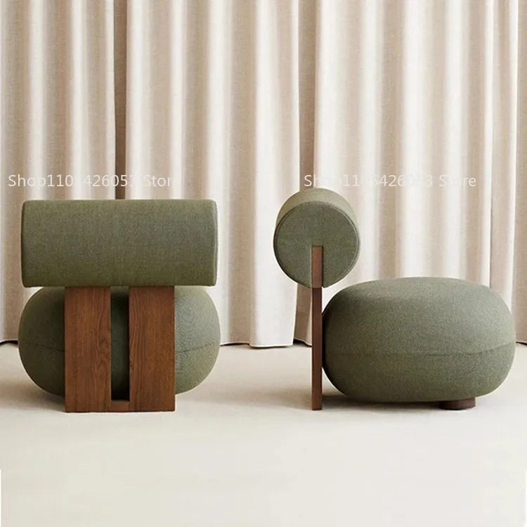 Nordic, Solid Wood, Sofa Chair, Modern, Light Luxury, Cream Style, Living Room Lazy Lamb Wool, Hippo Chair, Single, Casual Chair