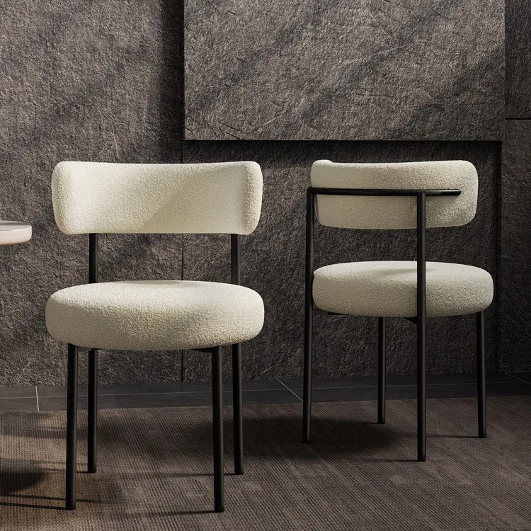 Cream style lambswool makeup chair backrest chair home light luxury high-end dining table Italian minimalist meal