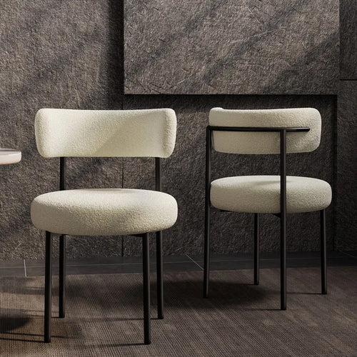 Cream style lambswool makeup chair backrest chair home light luxury high-end dining table Italian minimalist meal