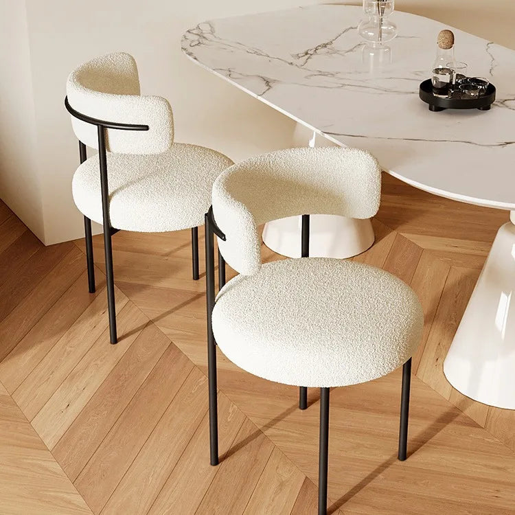 Cream style lambswool makeup chair backrest chair home light luxury high-end dining table Italian minimalist meal
