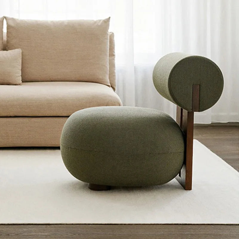 Nordic, Solid Wood, Sofa Chair, Modern, Light Luxury, Cream Style, Living Room Lazy Lamb Wool, Hippo Chair, Single, Casual Chair