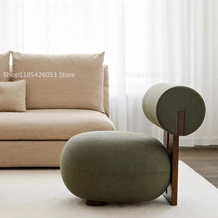 Nordic, Solid Wood, Sofa Chair, Modern, Light Luxury, Cream Style, Living Room Lazy Lamb Wool, Hippo Chair, Single, Casual Chair