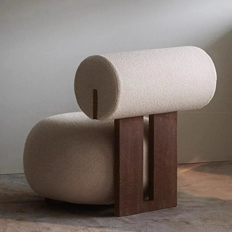 Nordic, Solid Wood, Sofa Chair, Modern, Light Luxury, Cream Style, Living Room Lazy Lamb Wool, Hippo Chair, Single, Casual Chair