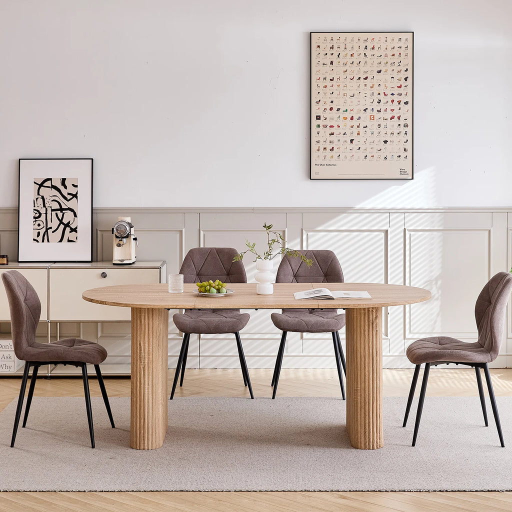 Modern Simple Solid Wood Texture Dining Table, Oval Tabletop, Suitable for Living Room/Dining Room, 180cm*90cm